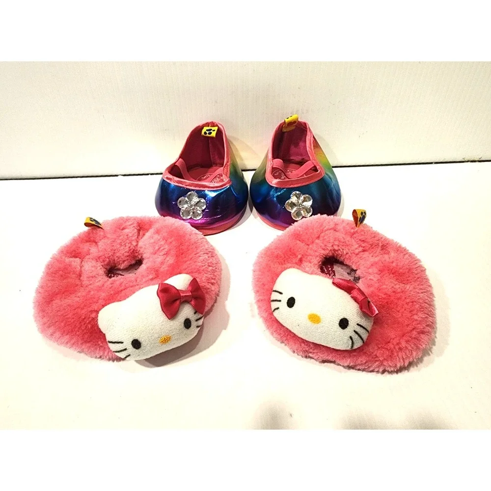 Build A Bear Hello Kitty Sanrio Fluffy Shoes and Rainbow Shoes
